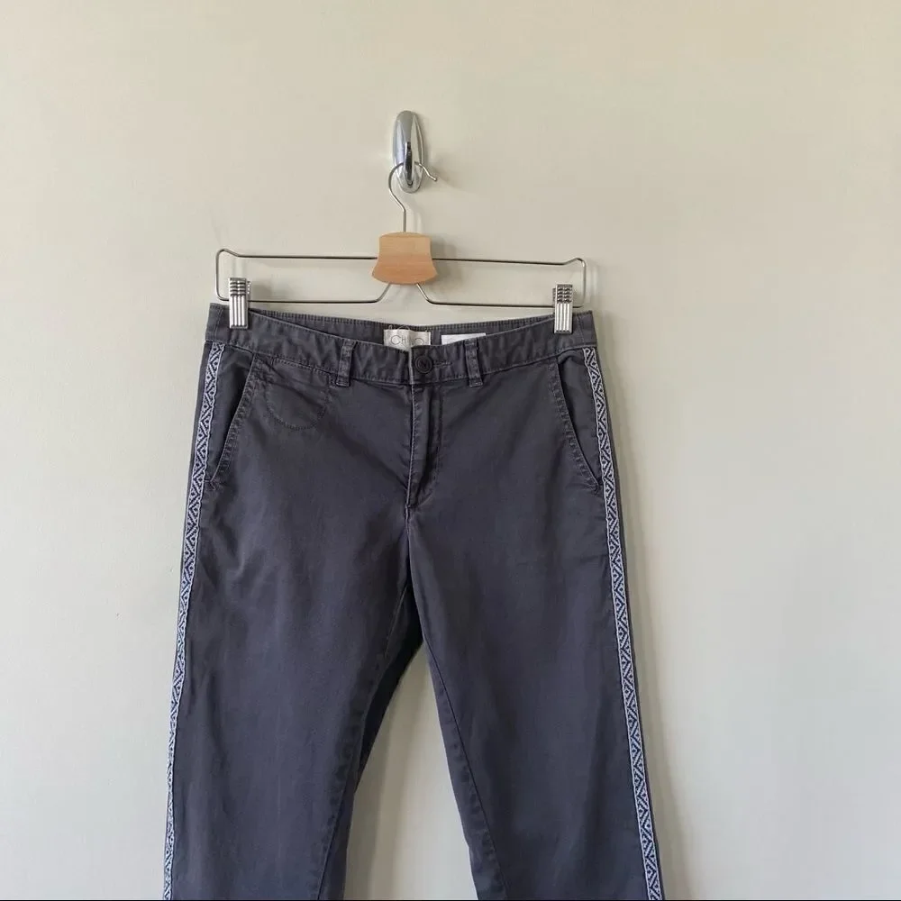 Anthropologie-chino Dark Grey Aztec Side Stripe Trouser (Size:26) - Picture 5 of 10